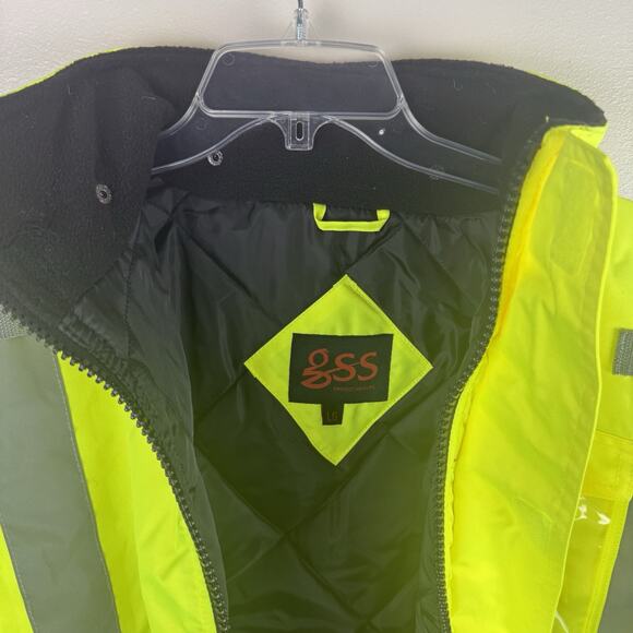 New GSS Mens High Visibility REFLECTIVE Workwear Safety Jacket Hooded Size L - Picture 7 of 7
